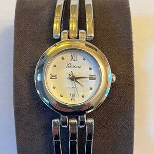 GENEVA | Silver-Tone Bangle And Links Bracelet Watch-NEW Battery